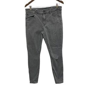 GAP Jeans Womens 32 Gray Resolution True Skinny‎ Stretch Distressed High Rise